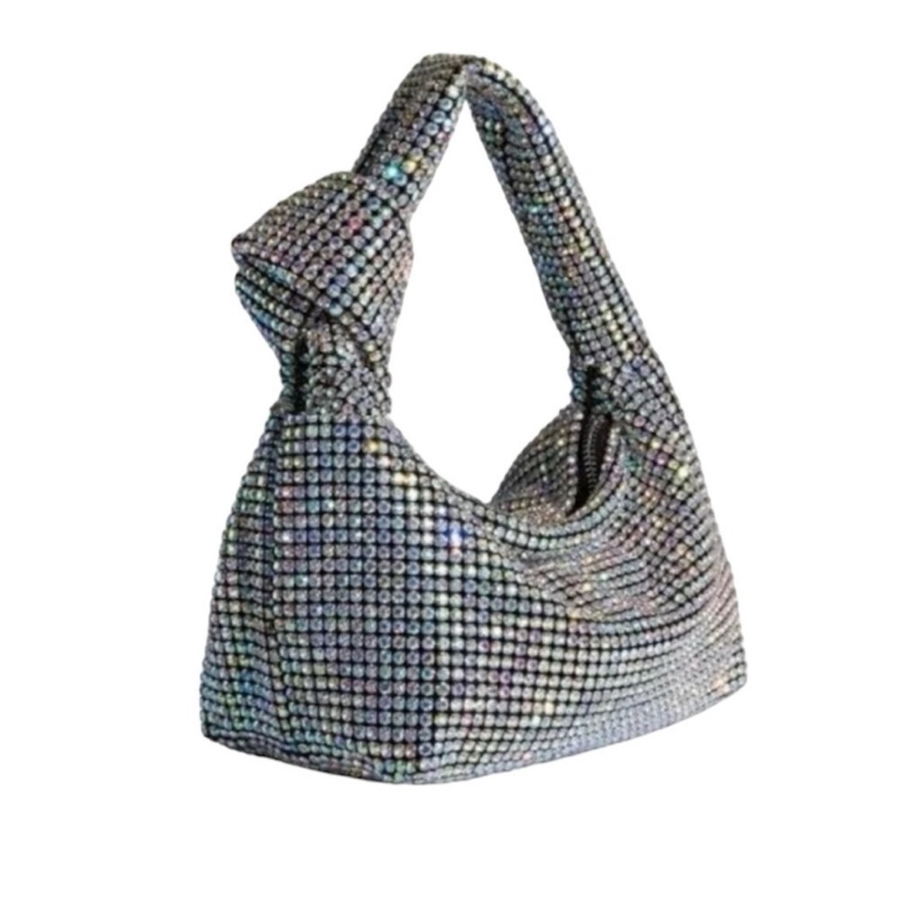 Madison West Los Angeles Rhinestone Bling Knotted Handbag